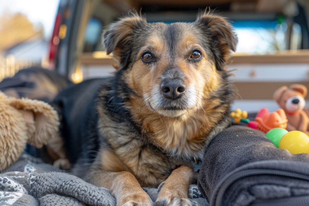 Vieux chien confortablement installé dans sa nouvelle maison à Mulhouse après un déménagement sans stress